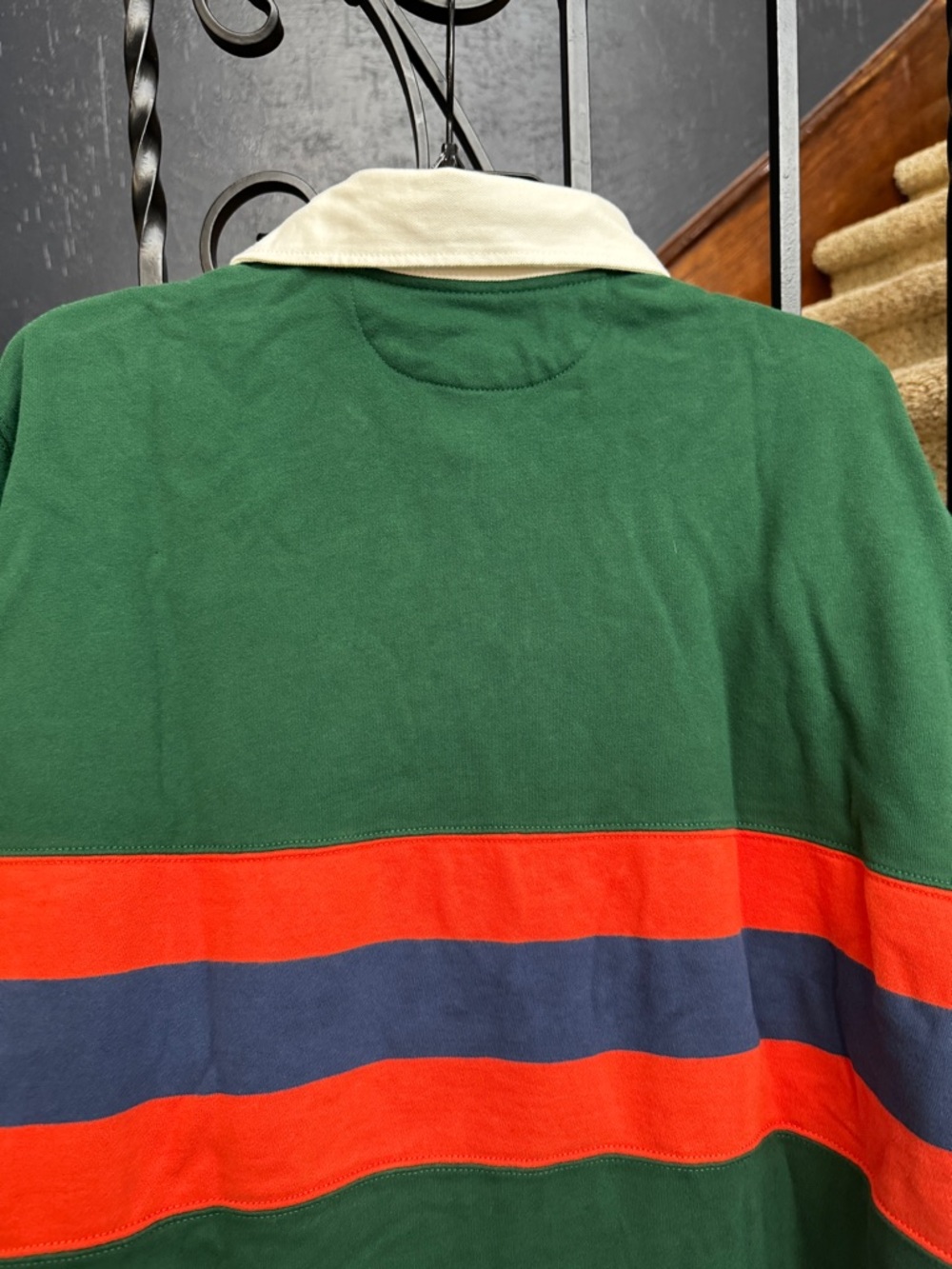 NEW Large Polo by Ralph Lauren Green Rugby with Red & Navy Stripes shirt - Picture 9 of 11